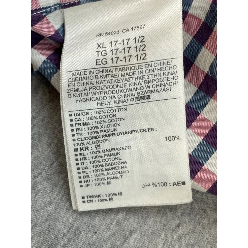Banana Republic Shirt Mens XL (17-17.5) Check 100% Cotton Button Up Slim Fit